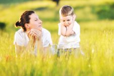 Woman Child Outdoor Royalty Free Stock Photography Woman Child Outdoor Royalty Free Stock Photography