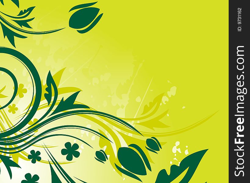 Green floral background with place for your text