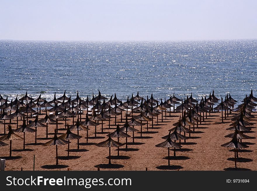 Umbrellas on a empty beach