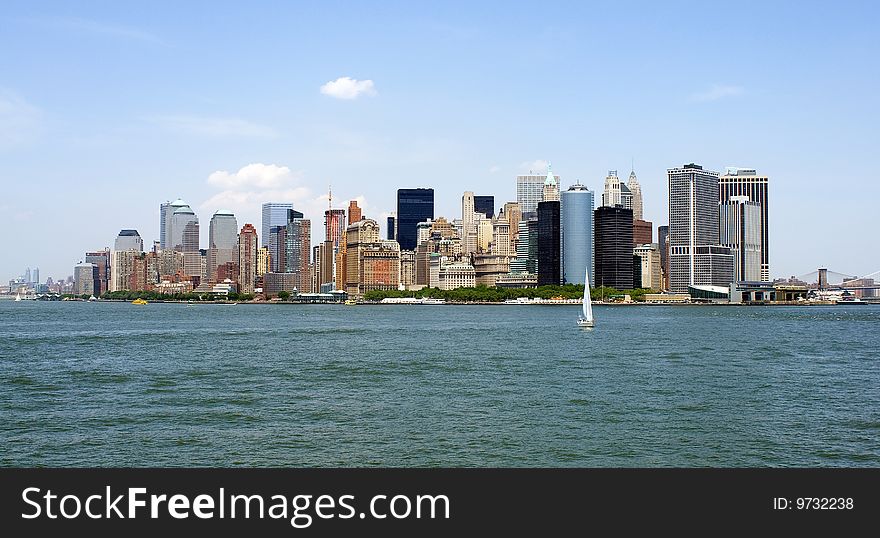 View of Manhattan and its financial district in New York city, USA.