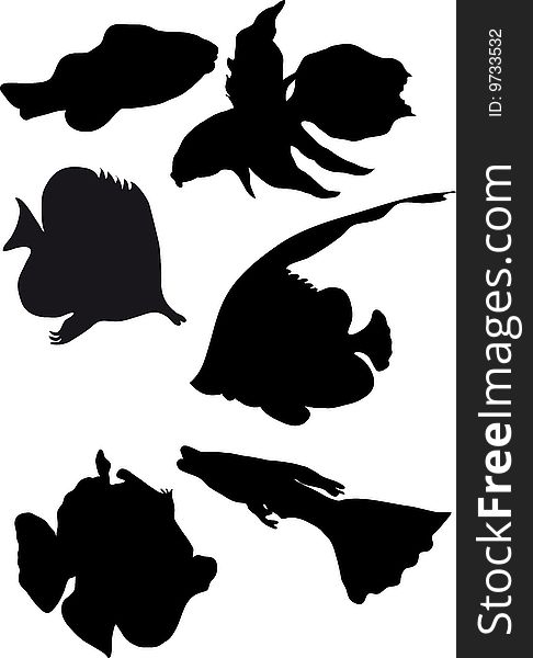 Icon fish black end white illustration