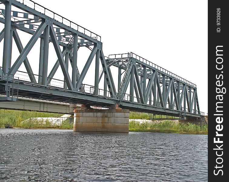 Bridge across the Siberian river of Katym