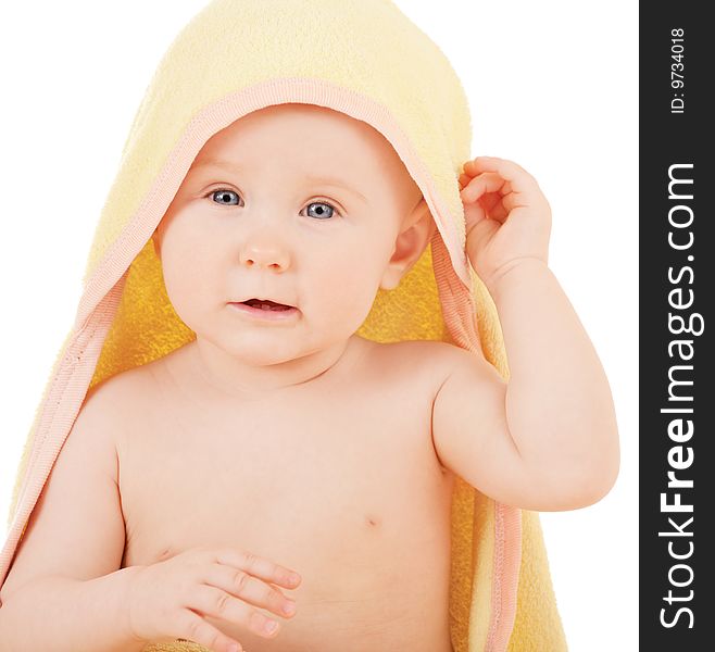 Small Baby In Yellow Towel