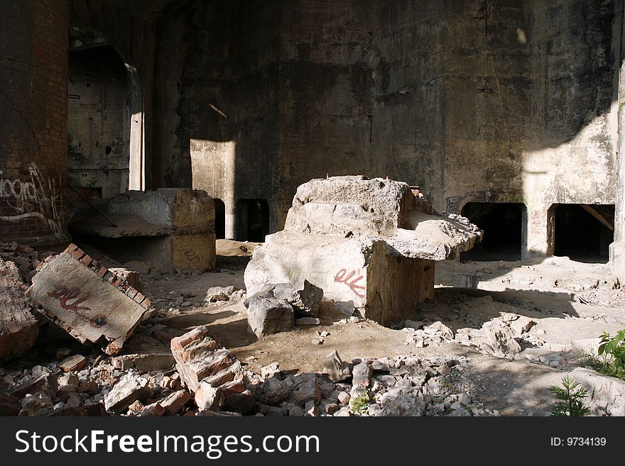 Interior of the old cement plant in Bedzin - town in Upper Silesia - industrial discrict of Poland