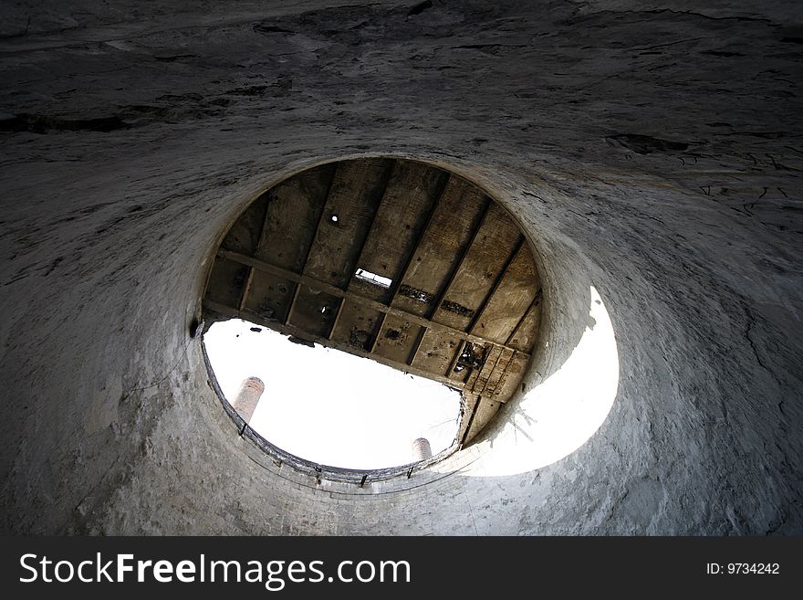 Interior of the old cement plant in Bedzin - town in Upper Silesia - industrial discrict of Poland