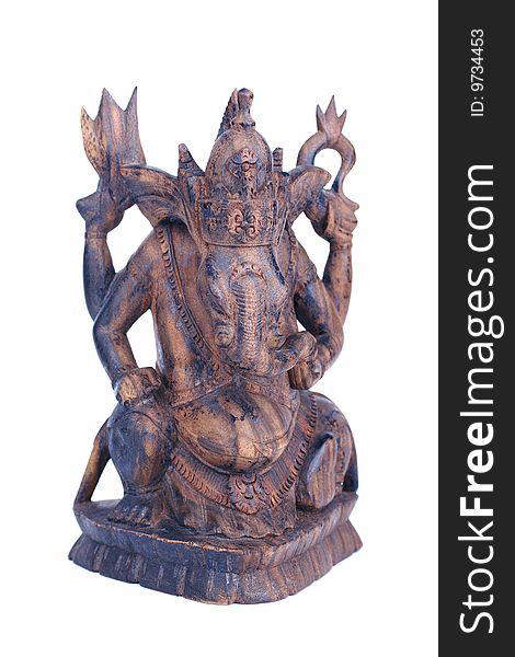 Wooden Statuette Of Hindu God Ganesh