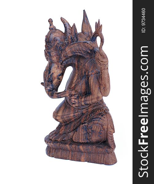 Wooden statuette of hindu god ganesh