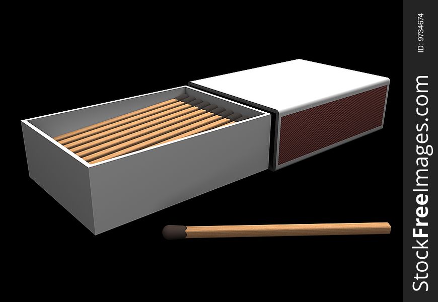 3d box of matches isolated on black. 3d box of matches isolated on black.