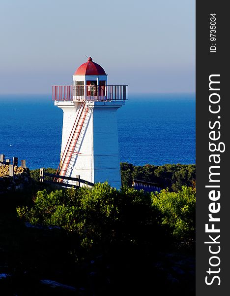Historic lighthouse on Flagstaff Hill, Australia