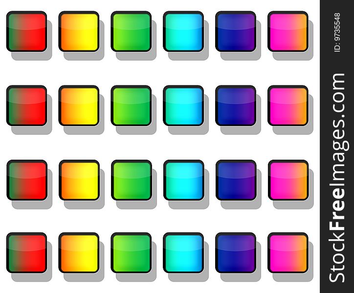 Rainbow button squares for the web