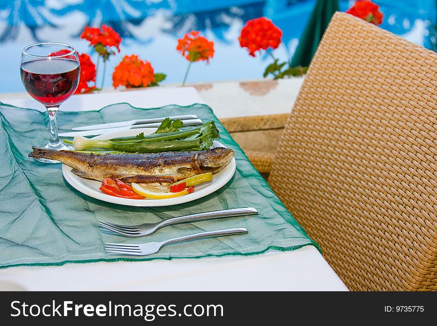 Breakfast served on the table. Breakfast served on the table