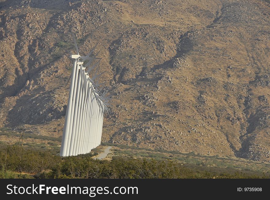 Wind Energy Farm in Palm Springs Desert, Southern California. Wind Energy Farm in Palm Springs Desert, Southern California