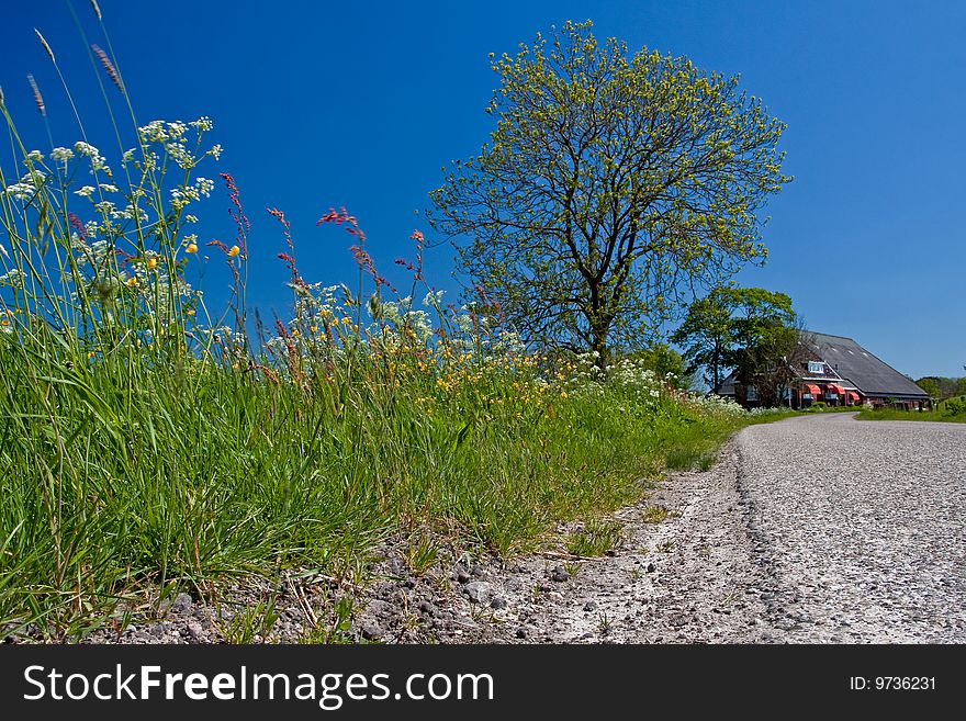 Countryside with farmer and meadows