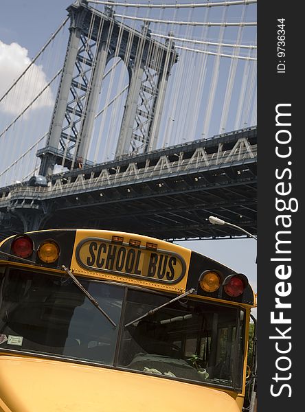 Image of  American schoolbus in new york