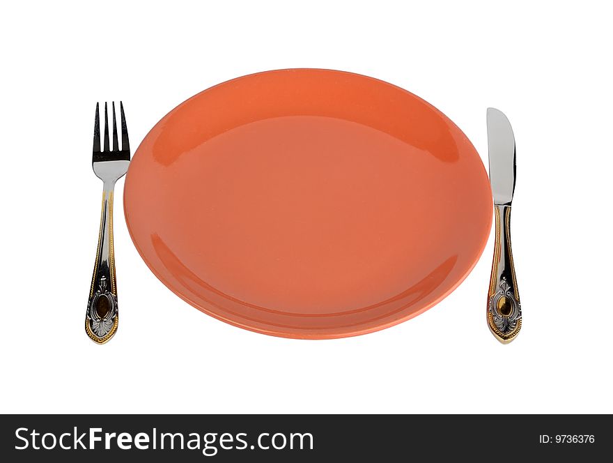 Empty Plate With Fork And Knife