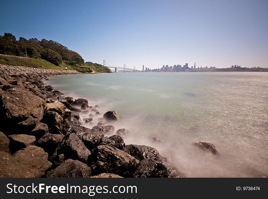San Francisco Bay Bridge view from treasure island.