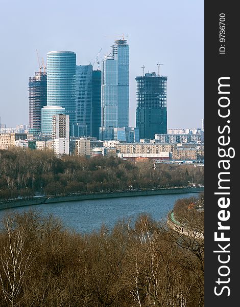 Landscape with skyscraper building