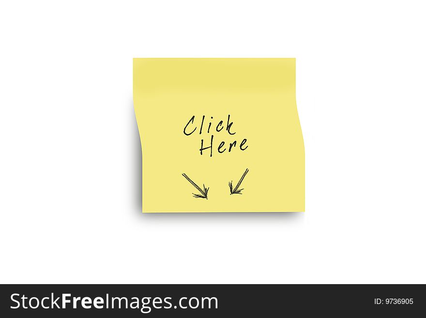 Click here post it isolated background
