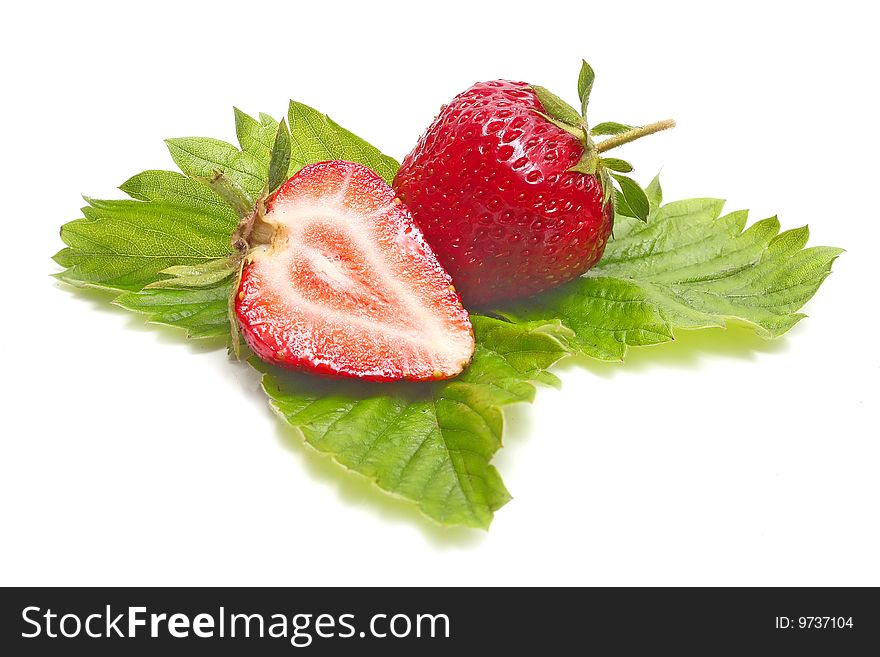 Red ripe strawberry isolated on white background