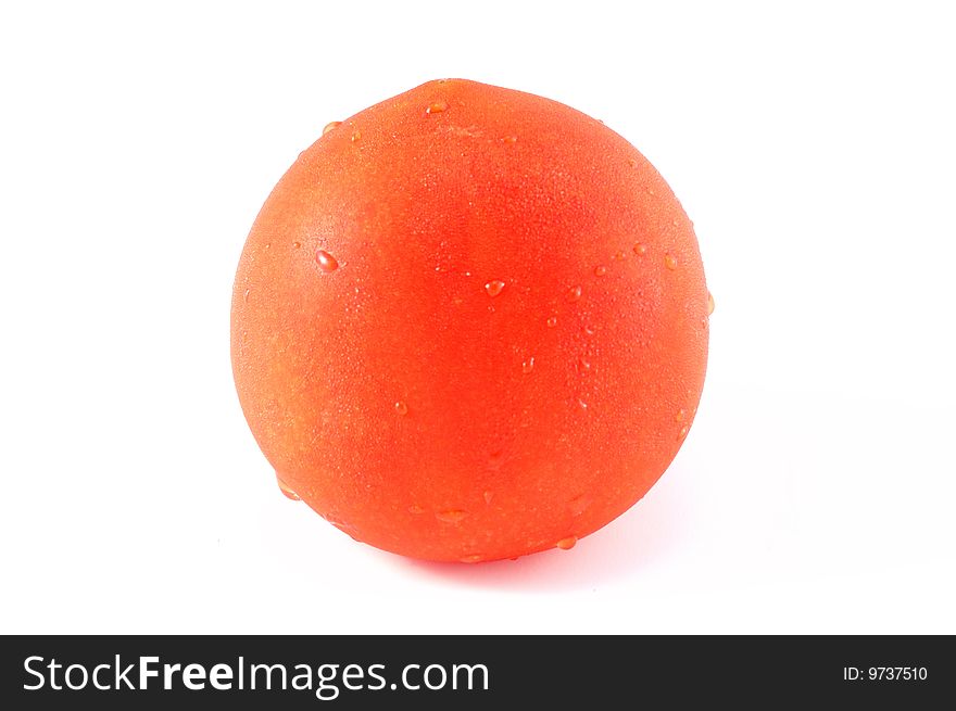 Red tomato on a white background