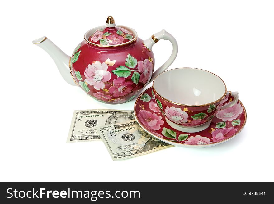 Tea Service On Dollar Banknotes