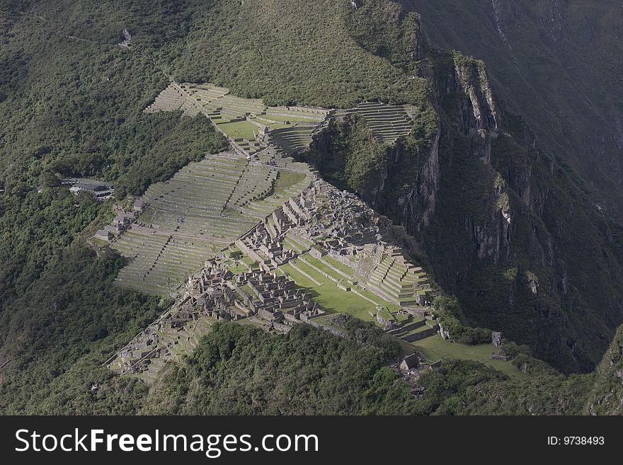 View of Machu Picchu ruins from Waynu Picchu