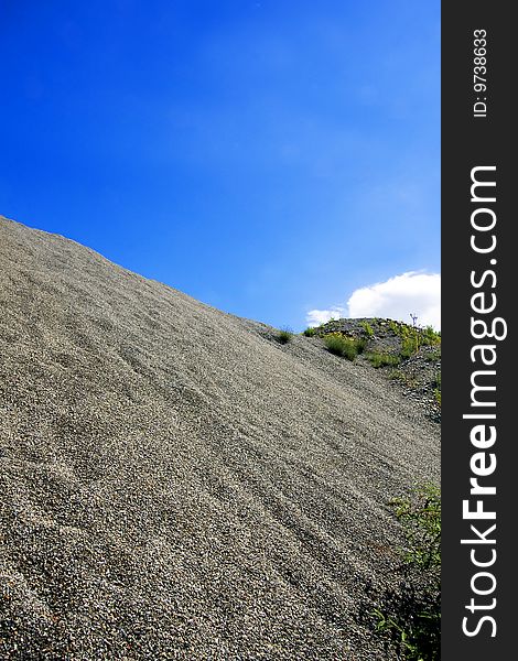 Dunes of gravel in a quarry