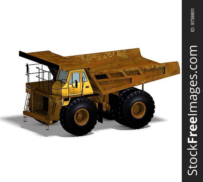Rendering of a heavy dumper with Clipping Path and shadow over white
