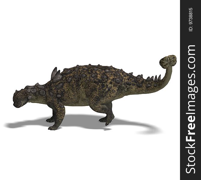 3D Render of the dinosaur Euoplocephalus With Clipping Path over white