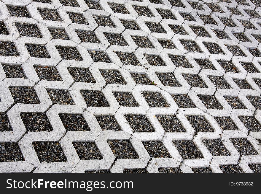 Square floor tiles in mortar