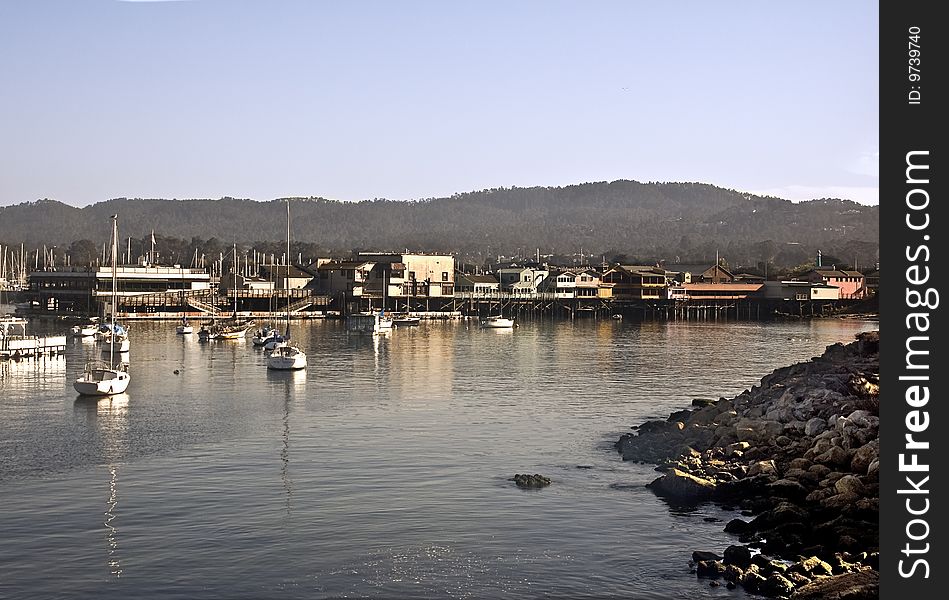This is a picture of the shoreline of Monterey, California, including the famous Fisherman's Wharf. This is a picture of the shoreline of Monterey, California, including the famous Fisherman's Wharf.