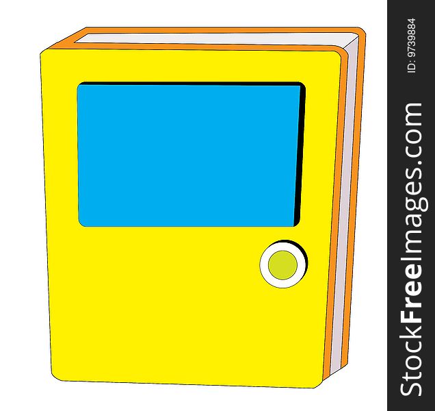 Brand new yellow hardcover book with blue window - insert your own design