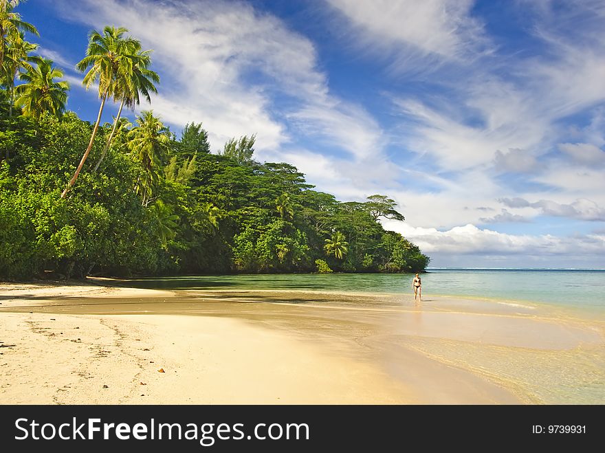 Tropical beach, Huahine Island, French Polynesia