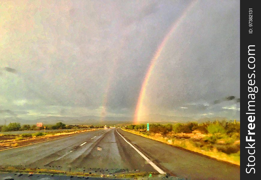 Full arched double rainbows seen leaving Phoenix on the Beeline highway. Effects with Intensify CK. Full arched double rainbows seen leaving Phoenix on the Beeline highway. Effects with Intensify CK