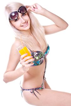 Beautiful Women In Swimsuit With A Glass Of Juice Stock Images Beautiful Women In Swimsuit With A Glass Of Juice Stock Images