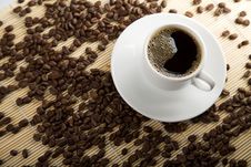 Cup Of Coffee And Roasted Beans Stock Photo Cup Of Coffee And Roasted Beans Stock Photo