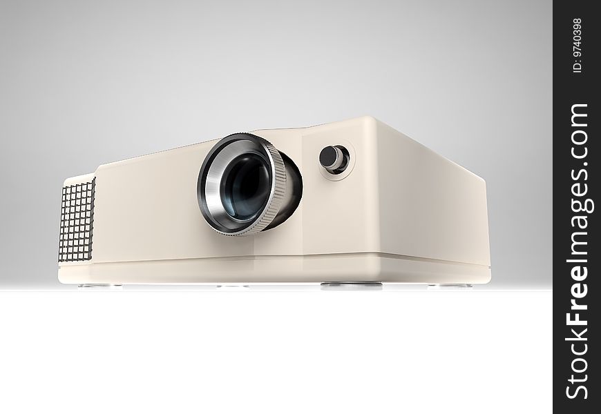 Modern projector on white isolated background