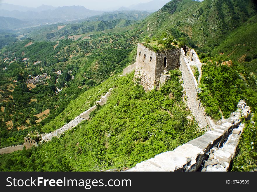 Unrestored section of the great wall in hebei province. Unrestored section of the great wall in hebei province