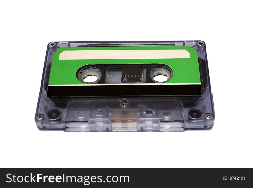 Compact Cassette Isolated. Front Perspective View