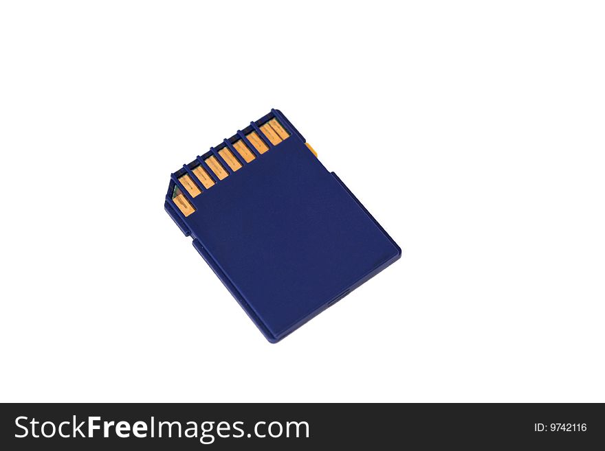 SD Card isolated on white background. Back view.