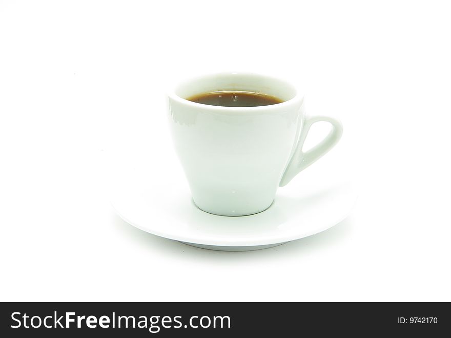 White coffee cup on a white background