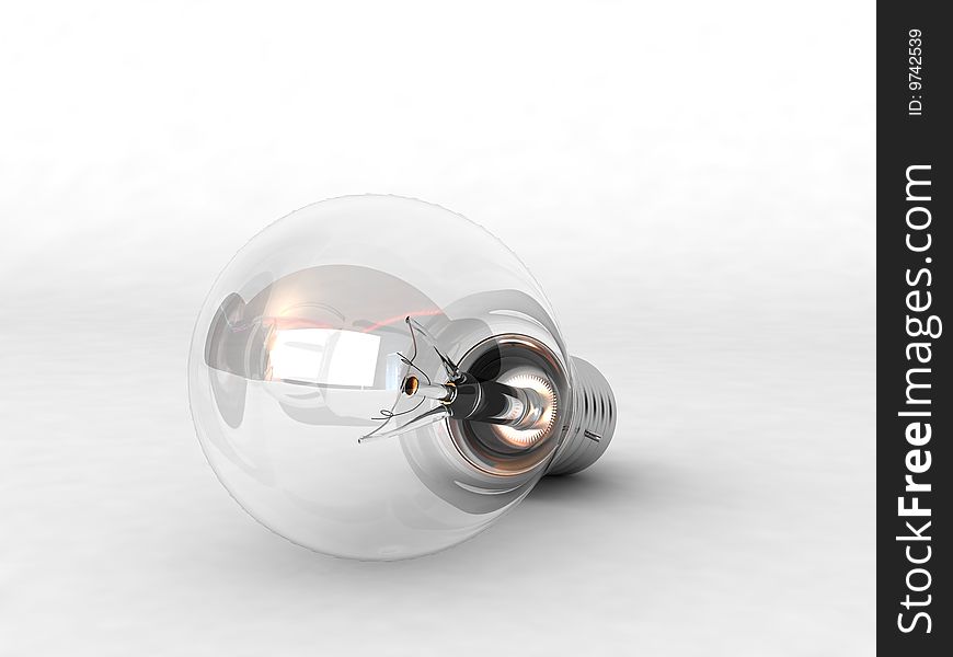 Three dimensional electric bulb on an isolated background
