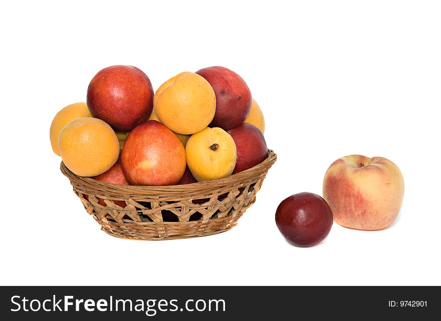 Apricots, nectarines and peaches in backet
