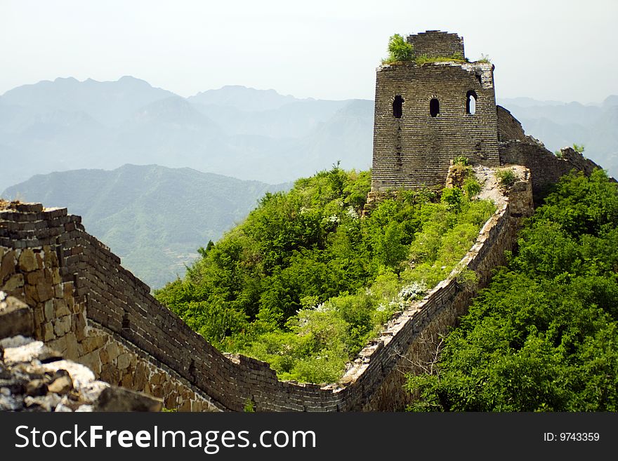 Unrestored section of the great wall in hebei province. Unrestored section of the great wall in hebei province