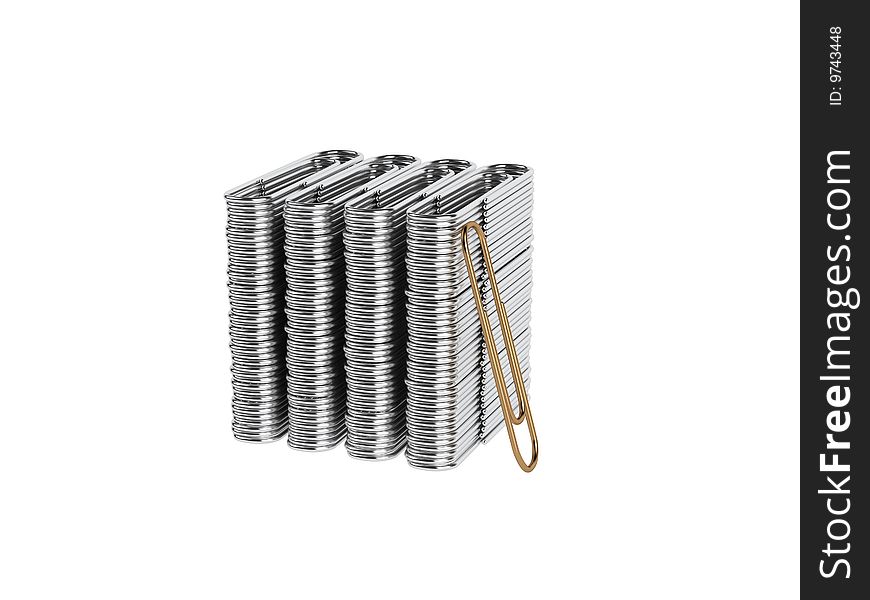 Rendered 3d isolated paper clips. Rendered 3d isolated paper clips