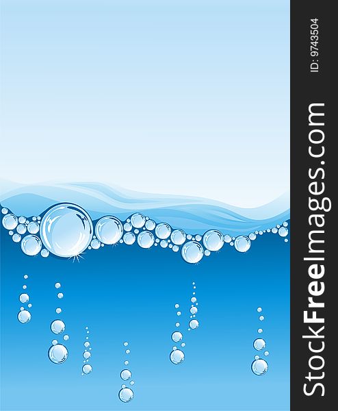 Water background with bubbles. Wave. ( illustration)