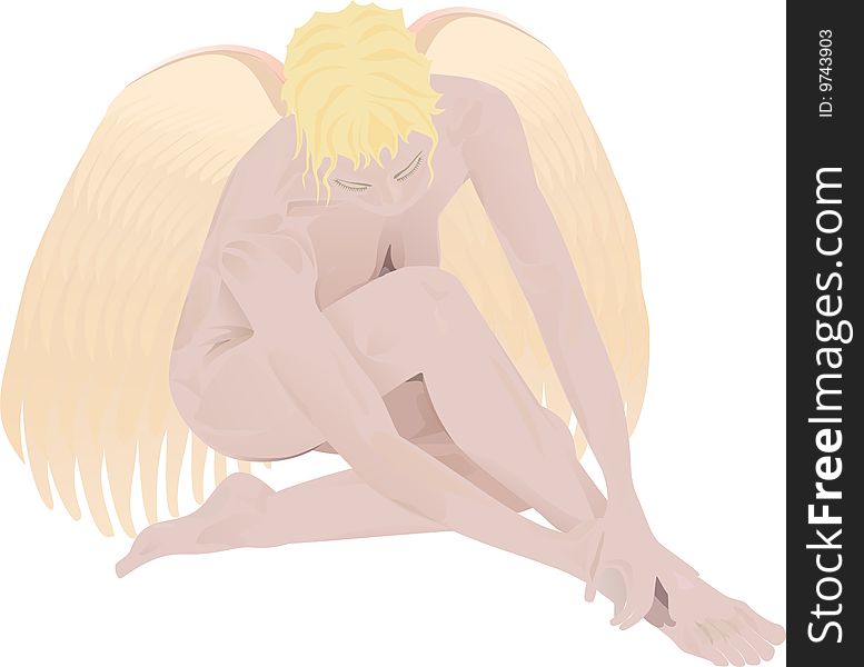 Blonde girl with the wings of an angel. Blonde girl with the wings of an angel