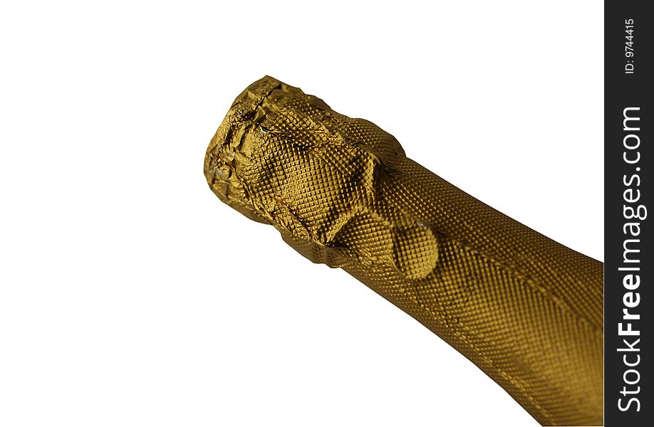 A detail of a champagne bottle