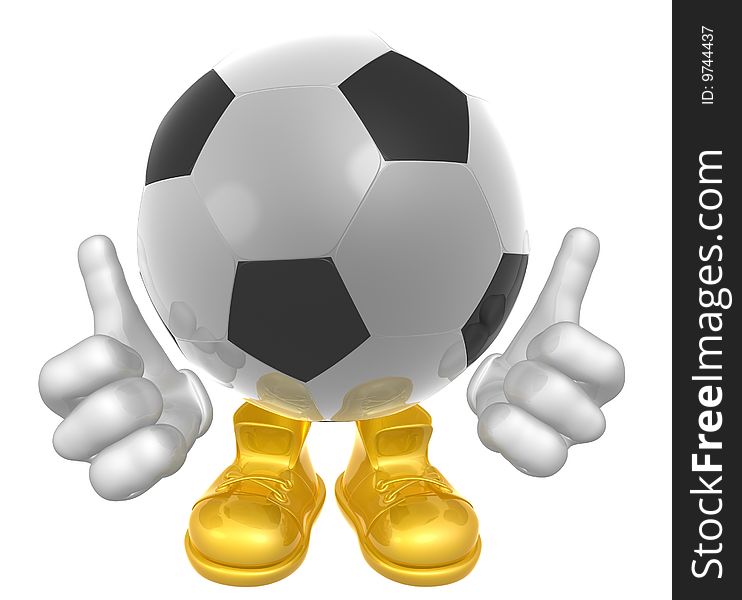 Soccer ball mascot 3d illustration