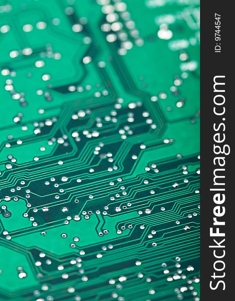 Macro of green electronic circuit board